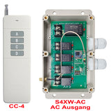 Lange Reichweite 5 km Wechselstrom 230V 10A Fernbedienung Funkschalter Set mit 4 Kanal AC Ausgang Empfänger und Handsender.Für Funksteuerung AC Elektrogeräte.