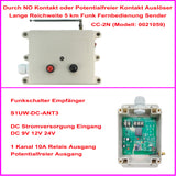 DC Funkschalter und Fernbedienung Ausgelöst durch Potentialfreier Kontakt 5km