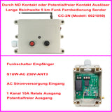 Wechselstrom 230V Funkschalter 10A Relais Ausgang Empfänger und Potentialfreier Kontakt oder NO Kontakt Ausgelöst Fernbedienung Sender 5km