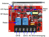 230V 380V 2 Kanal 10A Relais Ausgang Funkschalter mit Fernbedienung (Modell: 0020696)