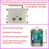 1 Kanal AC 230V Funkschalter 30A Relais Ausgang Empfänger und Potentialfreier Kontakt oder NO Kontakt Ausgelöst Fernbedienung Sender Lange Reichweite 5km