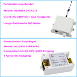 AC 15A Funkschalter und Fernbedienung ausgelöst durch 230V Netzteil (Modell: 0023004)