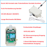 DC 10V~80V Funkschalter 1 Kanal 30A Relais Ausgang Empfänger und Potentialfreier NO Kontakt Ausgelöst Fernbedienung Sender Lange Reichweite 500 Meter