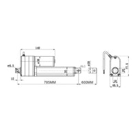 12V 24V 2000N Elektrischer Linearantrieb Hub 600MM mit Eingebautem Potentiomete (Modell: 0041672)
