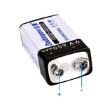 9V 650mAh USB Wiederaufladbare Lithium Batterie 6F22 Typ (Modell: 0010201)