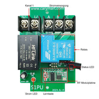 Ein Handsender Funksteuerung Acht 230V 1-Wege 30A Relais Funkschalter