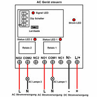 2 Kanal DC 6V 9V 12V 24V 10A Funkschalter mit Fernbedienung 5000 Meter (Modell: 0020687)