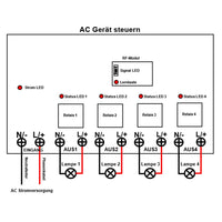 230V 6900 Watt Funkschalter 4 Kanal AC Ausgang mit Fernbedienung (Modell: 0020477)
