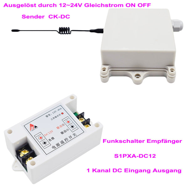 1 Kanal 8~26V Fernbedienung Funkschalter Set Ausgelöst durch DC Strom (Modell: 0023006)