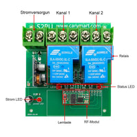 2 Km 2-Kanal DC 8V~80V 30A Relais Funkschalter mit Fernbedienung (Modell: 0020339)