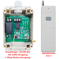 1 Kanal 230V 10A Wasserdicht Funkschalter Mit Fernbedienung (Modell: 0020689)