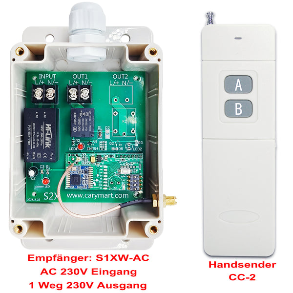 1 Kanal AC 230V 10A Ausgang Funkschalter mit Fernbedienung 5 km (Modell: 0020146)