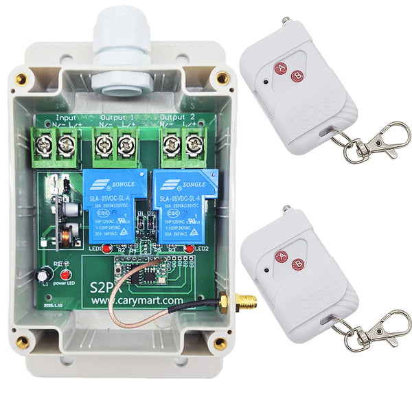 2 Kanal DC 10V~80V 30A Wasserdicht Funkschalter mit Fernbedienung (Modell: 0020530)