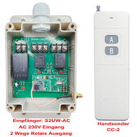 230V Fernbedienung Funkschalter Set 2 Kanal 10A Relais Ausgang (Modell: 0020691)