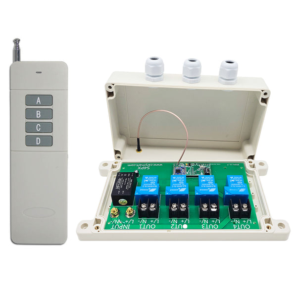 230V Fernbedienung Funkschalter Set 4-Kanal AC 30A Ausgabe 5 km (Modell: 0020673)