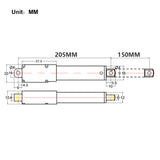 Mikro Elektrischer Linearantrieb 12V Mini Elektrozylinder Hub 150MM (Modell: 0041629)