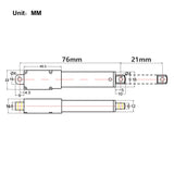 Mikro Elektrischer Linearantrieb 12V Mini Elektrozylinder Hub 21MM (Modell: 0041643)