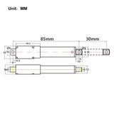 Mikro Elektrischer Linearantrieb 12V Mini Elektrozylinder Hub 30MM (Modell: 0041644)