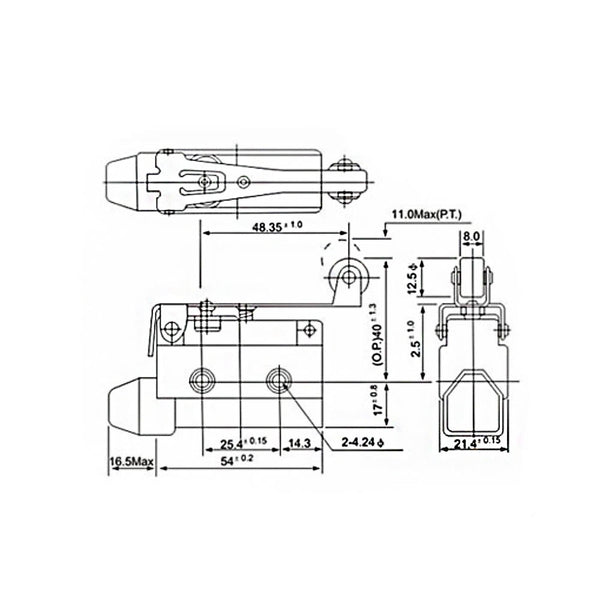 Wasserdicht Mechanischer Endschalter mit Rollenhebel Für Linearmotor  (Modell: 0010011)