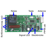 Funk Fernbedienung Lichtschalter Set mit 4 230V Empfängers und eine Handsender (Modell: 0020622)