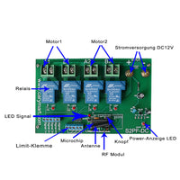 2 Kanal 12V 24V Fernbedienung Funkschalter für Steuerung DC Motor Linearantrieb (Modell: 0020481)