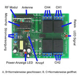 Lange Reichweite 2000 Meter 4 Kanal 230V 10A Funkschalter Mit Fernbedienung (Modell: 0020402)