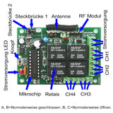 4 Kanal Funkempfänger 6V 9V 12V 24V Funkschalter Mit Antenne (Modell: 0020247)