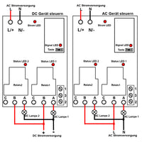 Funksteuerung DC oder AC Geräte durch 2 Kanal 230V Funkschalter mit Fernbedienung
