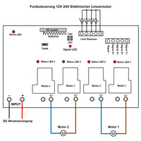 2 Kanal 12V 24V 30A Funksteuerung Elektrischer Linearantrieb Funkschalter (Modell: 0020480)
